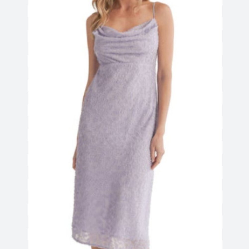 Lavender Cowl Neck Textured Slipdress S